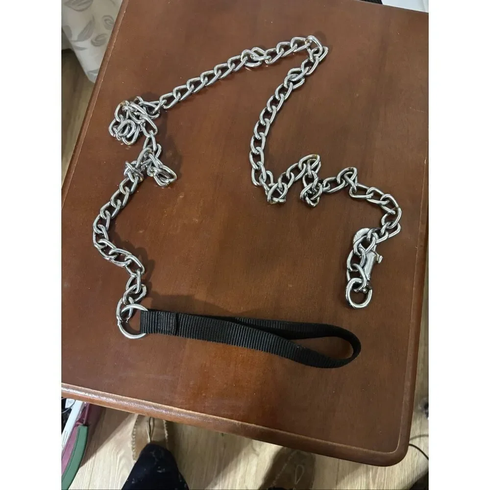 Heavy Duty Stainless Steel Chain Leash / Lead with Traffic Handle – 5.5–6 ft, Lo